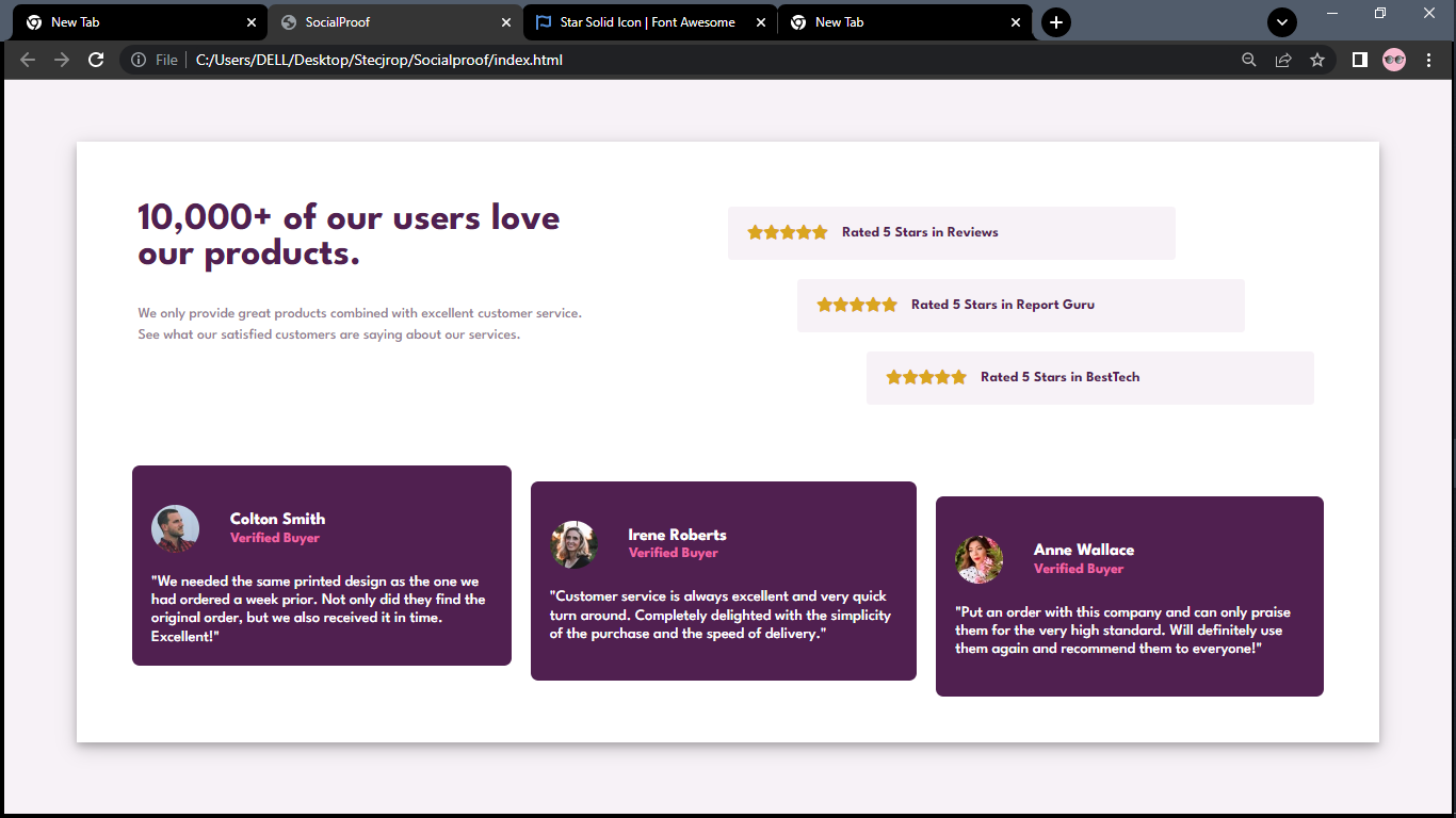 Screenshot of social page